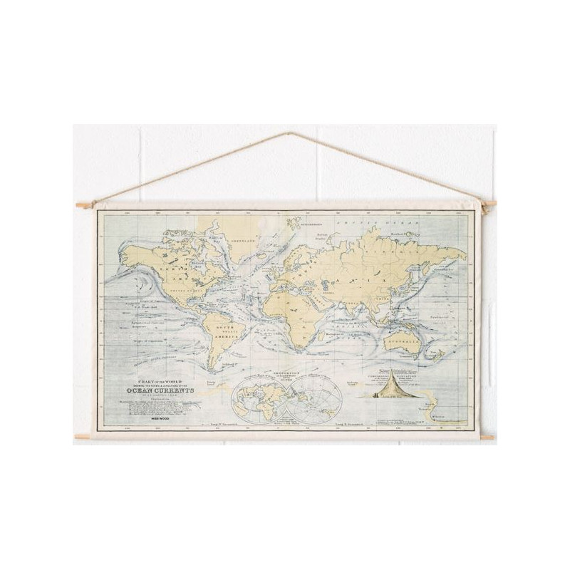 Miss Wood Mapa mundial Woody Cotton Map Oceans