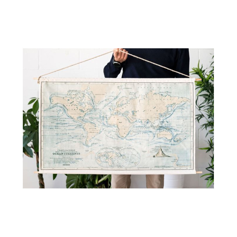 Miss Wood Mapa mundial Woody Cotton Map Oceans