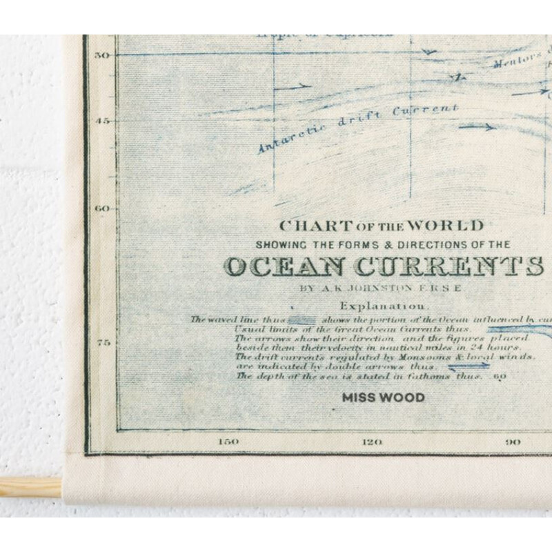 Miss Wood Mapa mundial Woody Cotton Map Oceans