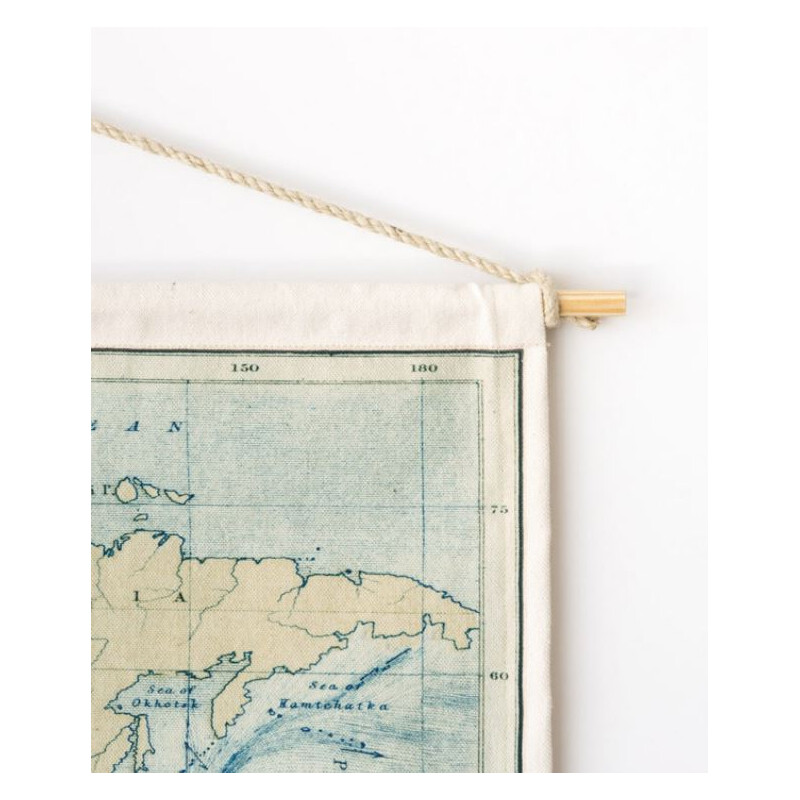Miss Wood Mapa mundial Woody Cotton Map Oceans