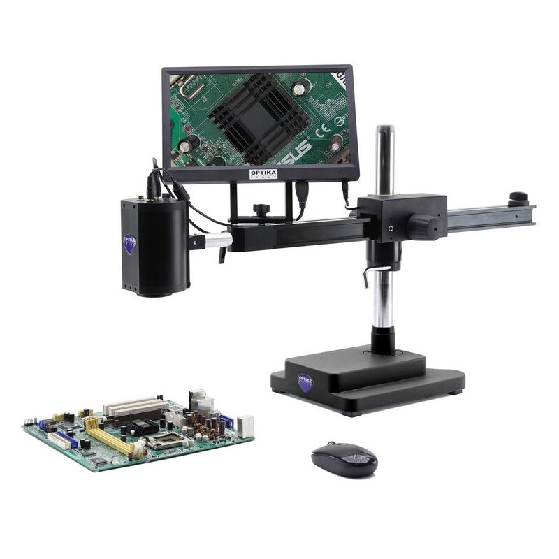 Optika Microscópio IS-02, zoom opt. 1x-14x, câmara 2MP, ecrã de 11,5 polegadas