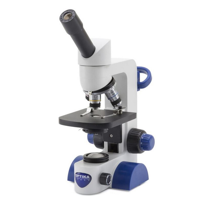 Optika Microscópio B-61, mono, 40-400x, LED, bateria recarregável