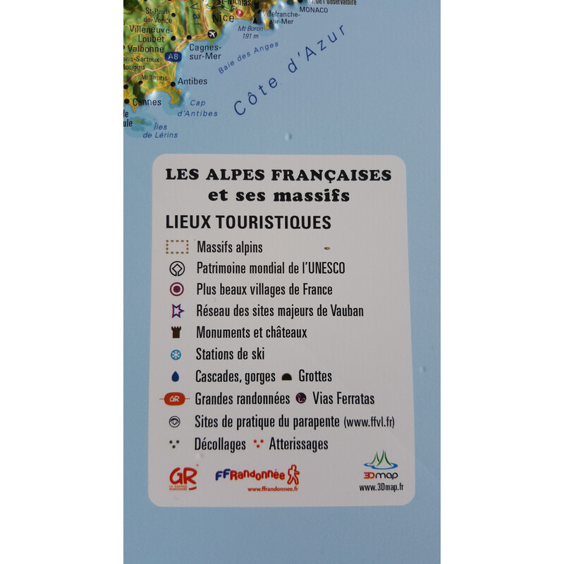 3Dmap Mapa regional Les Alpes Françaises et ses massifs alpins