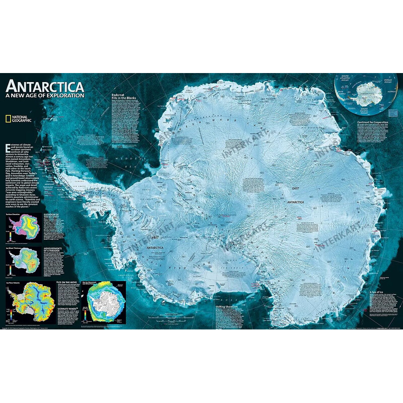 National Geographic mapa de continente Antártida