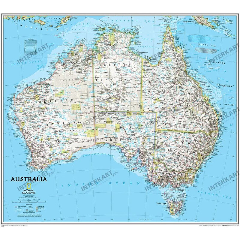 National Geographic mapa de continente Austrália, política
