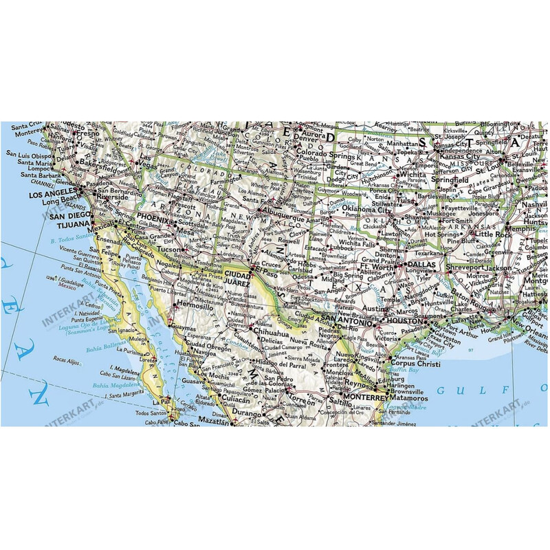 National Geographic mapa de continente América do Norte, política