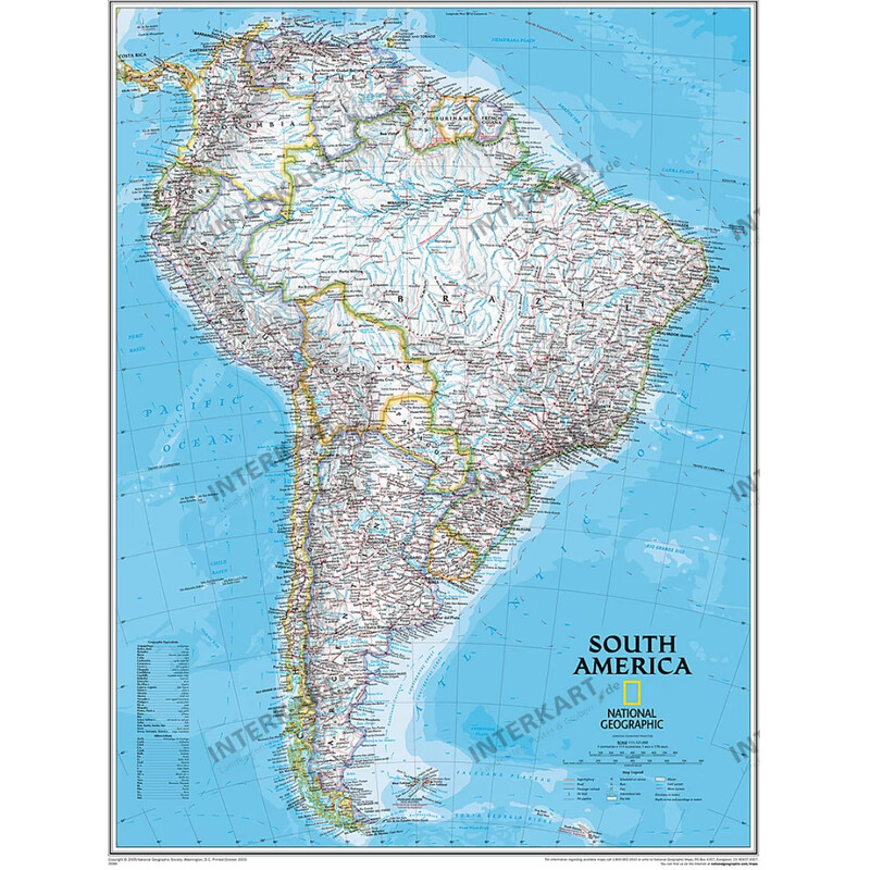 National Geographic Mapa de continente América do Sul política (91 x 117 cm)