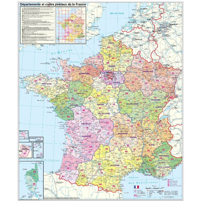 Stiefel Mapa do código postal de França (Francês)