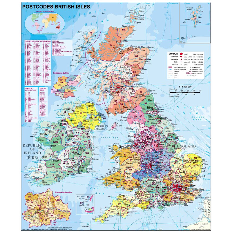 Stiefel Mapa de códigos postais da Grã-Bretanha (Inglês)
