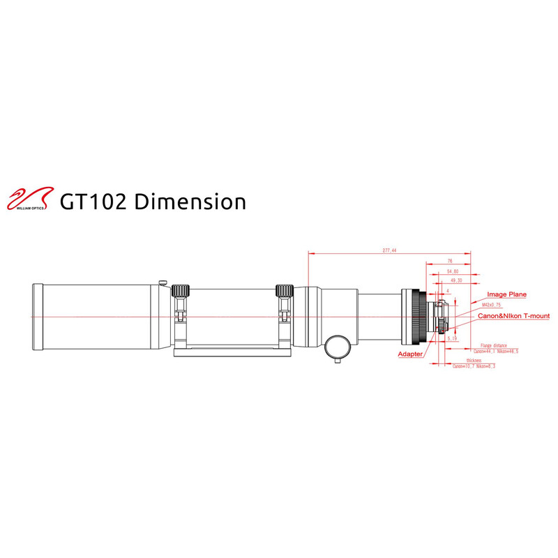 William Optics Refrator apocromático AP 102/703 Gran Turismo GT 102 OTA Set