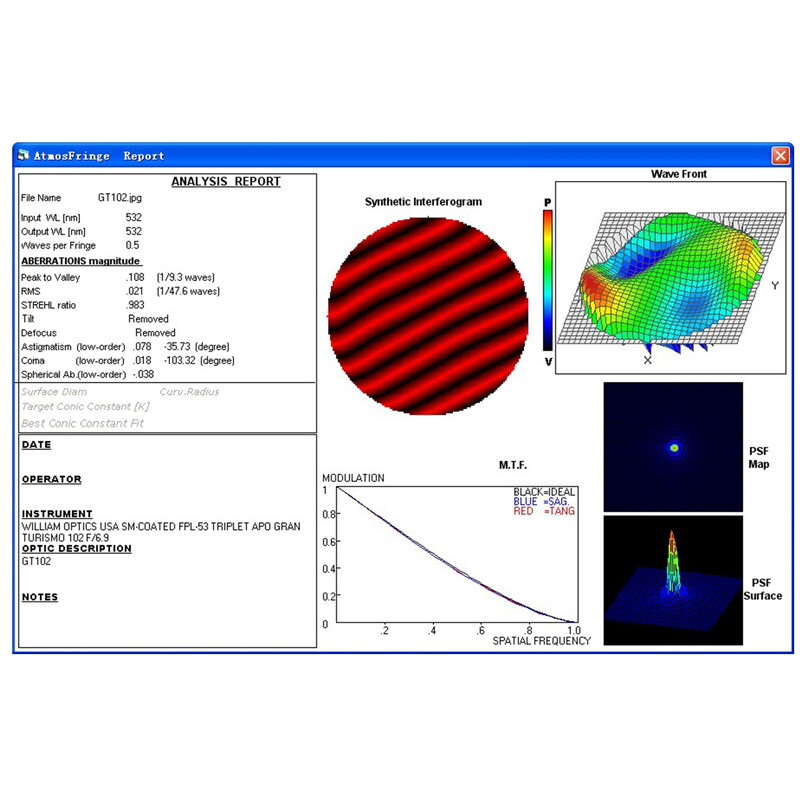 William Optics Refrator apocromático AP 102/703 Gran Turismo GT 102 OTA Set