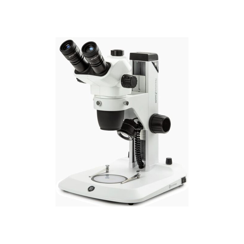 Euromex Microscópio estéreo zoom NZ.1903-S, 6,7-45x, Cremalheira, Luz incidente e Luz trasmitida, trino