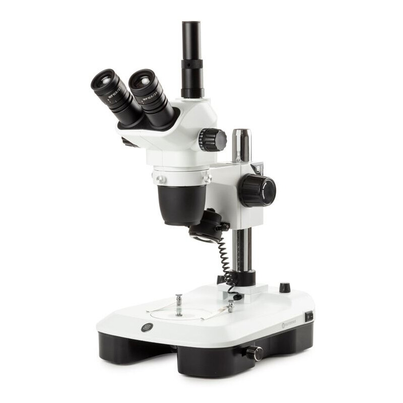Euromex Microscópio estéreo zoom NZ.1903-M, 6,7-45x, Coluna, Luz trasmitida e reflectida, trino, Espelho para Campo escuro, embriologia