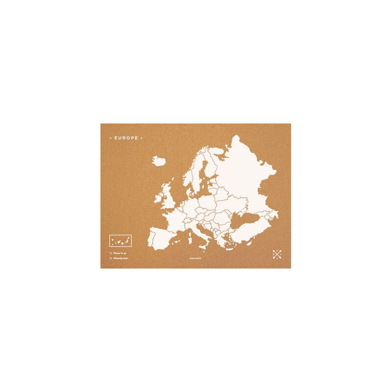 Miss Wood mapa de continente Woody Map Europa weiß 60x45cm