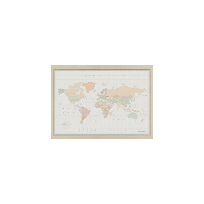 Miss Wood Mapa mundial Woody Map Watercolor Colonial XL