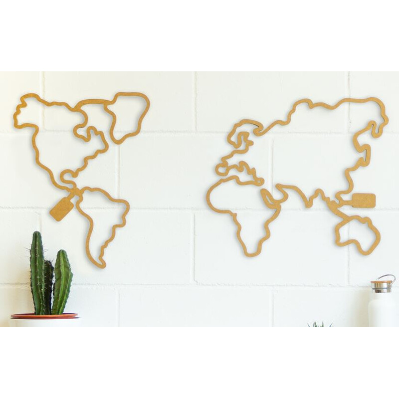 Miss Wood Mapa mundial Woody Map LED