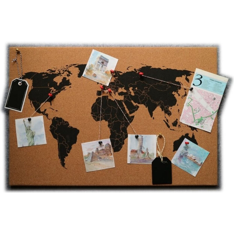 Idena Mapa mundial num pinboard