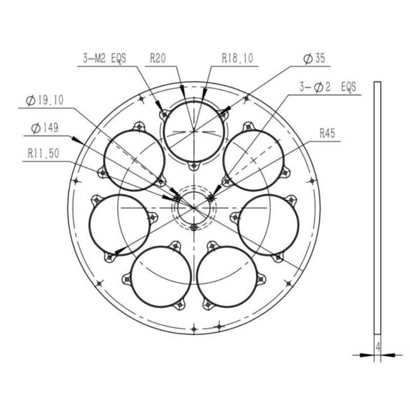 QHY Roda de filtro CFW3M-US 7x 36 mm