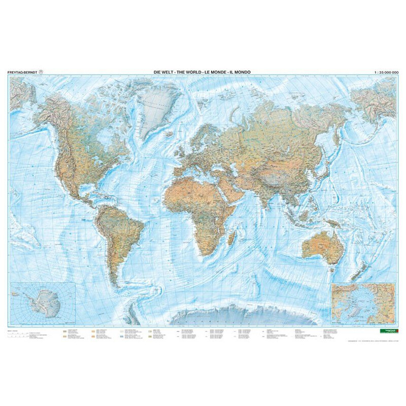 freytag & berndt Mapa mundial físico (118 x 82 cm)