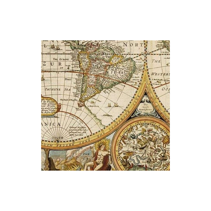 freytag & berndt Mapa mundial Antiguidade John Speed 1651 (91 x 69 cm)