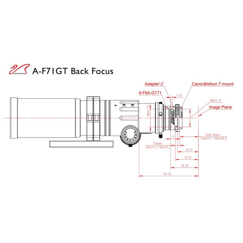 William Optics Refrator apocromático AP 71/420 Gran Turismo GT 71 OTA Guidescope-Set