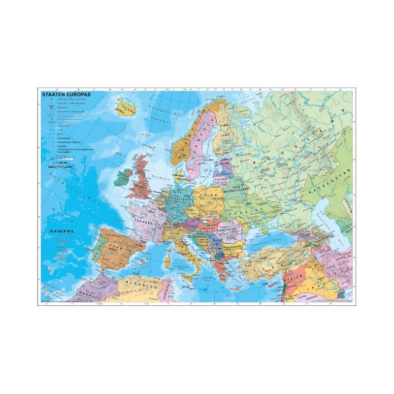 Stiefel mapa de continente Europa política