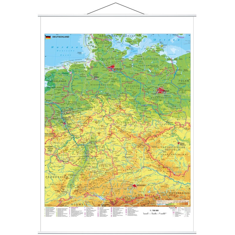 Stiefel Mapa Alemanha com sítios do Património Mundial da UNESCO com barras metálicas