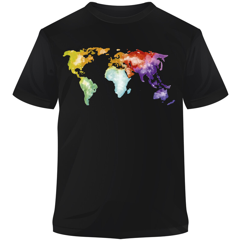 Stiefel T-Shirt O mundo é colorido aguarela XL