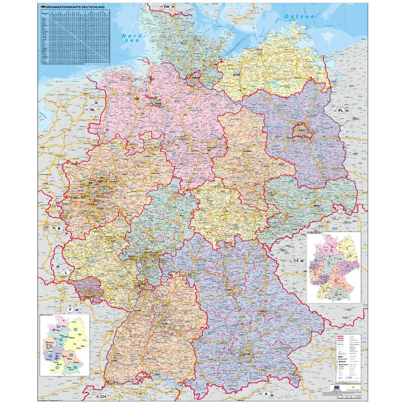 Stiefel Mapa Deutschland Organisationskarte mit Metallleisten