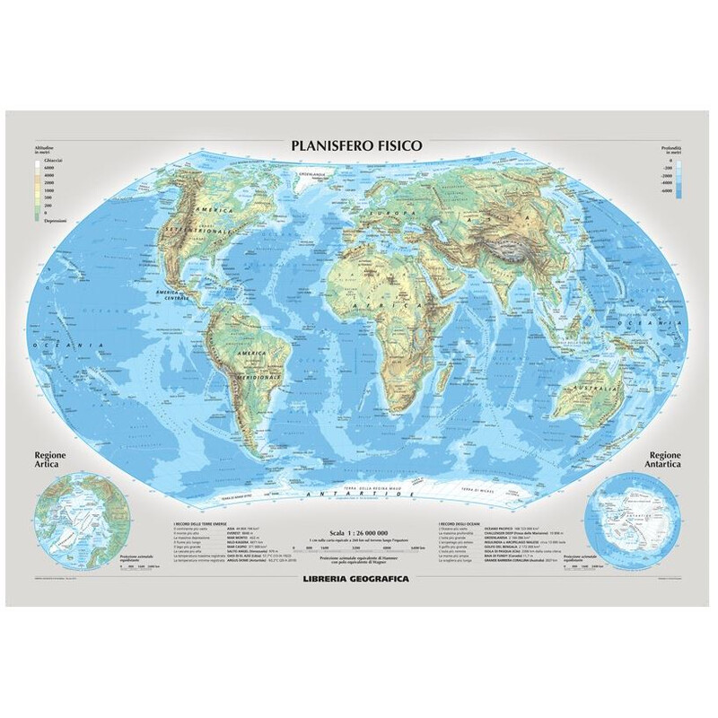 Libreria Geografica Mapa mundial Planisfero fisico e politico