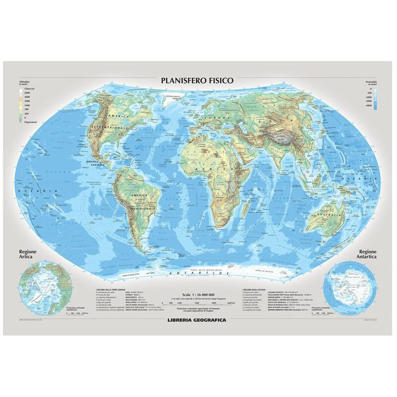 Libreria Geografica Mapa mundial Planisfero fisico e politico