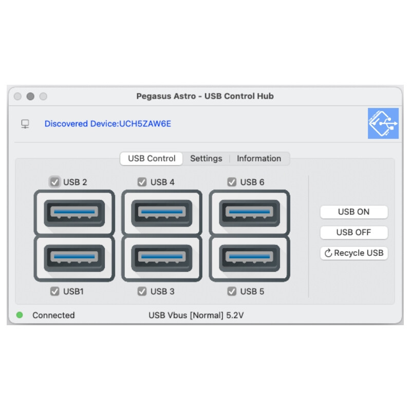 PegasusAstro Centro de Controlo de USB