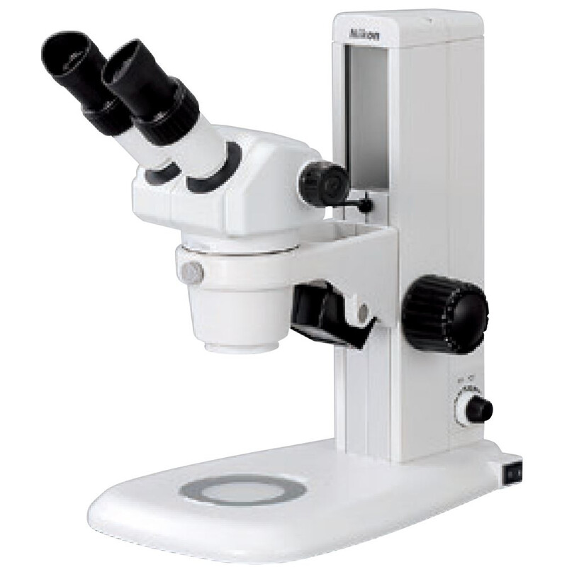 Nikon Microscópio estéreo zoom SMZ445, bino, 0.8x-3.5x, 45°, FN21, L.D.100mm, luz incidente e trasmitida, LED
