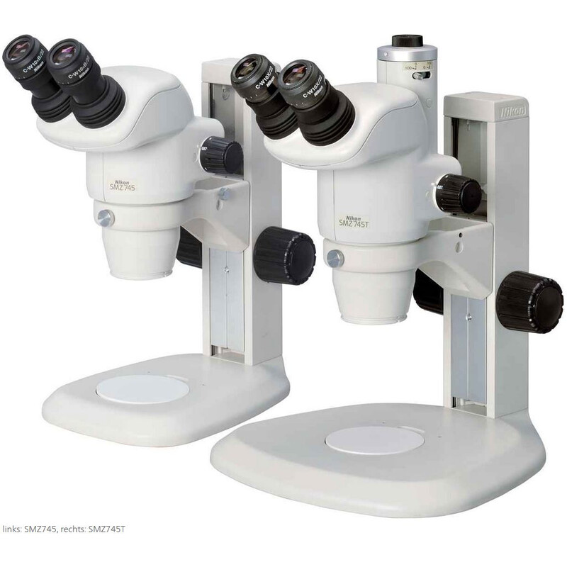 Nikon Microscópio estéreo zoom SMZ745, bino, 0.67x-5x,45°, FN22, L.D.115mm, luz incidente e trasmitida, LED