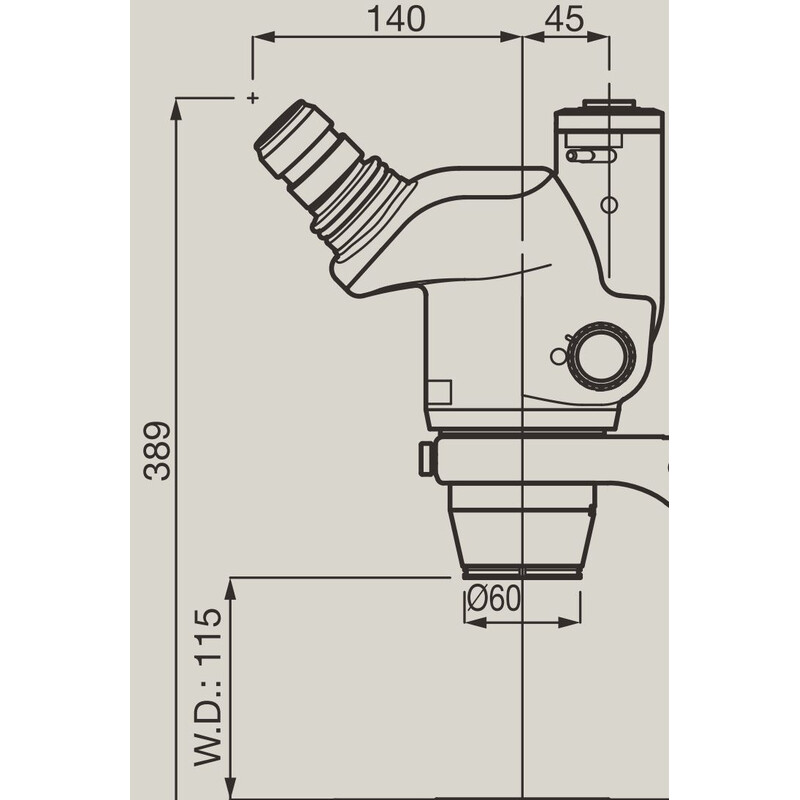 Nikon Microscópio estéreo zoom SMZ745T, trino, 0.67x-5x,45°, FN22, L.D.115mm, suporte de braço único