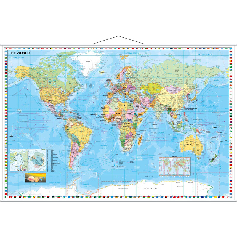 Stiefel Mapa mundial politisch mit Flaggenrand (137x89)