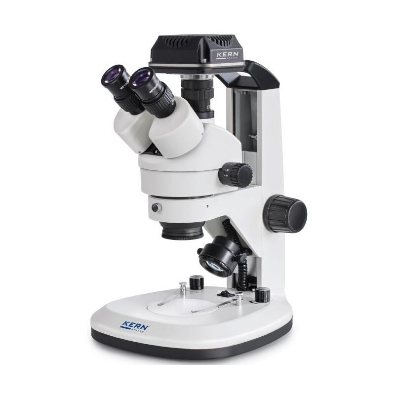 Kern Microscópio OZL 468C825, Greenough, Zahnstange, 7-45x, 10x/20, Auf-Durchlicht 3W LED, Kamera 5MP, USB 2.0