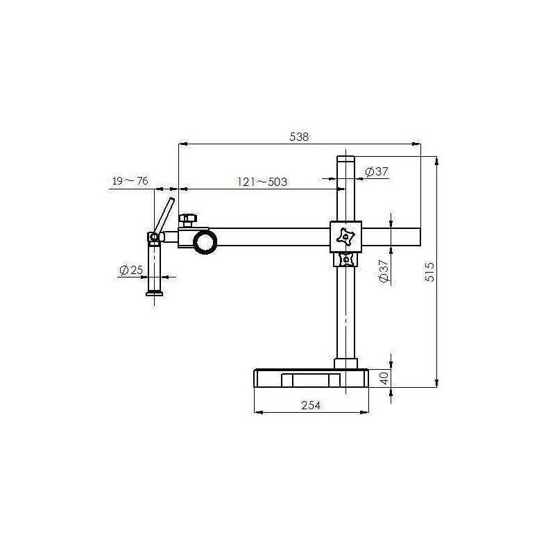 Kern Microscópio estéreo zoom OZM 912, bino, 7x-45x, HSWF 10x23 mm, Tripé, braço único (430 mm x 385 mm) com tampo de mesa, Anel de luz LED 4,5 W