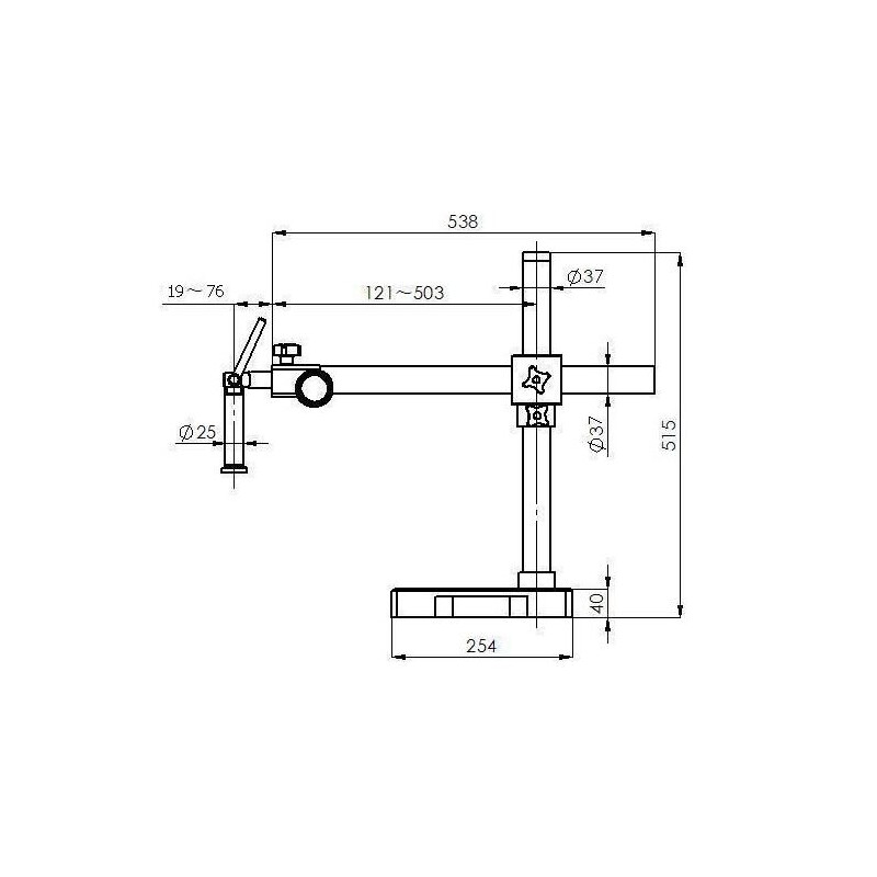 Kern Microscópio estéreo zoom OZM 913, trino, 7x-45x, HSWF 10x23 mm, Tripé, braço único (515 mm x 614 mm) com tampo de mesa, Anel de luz LED 4,5 W