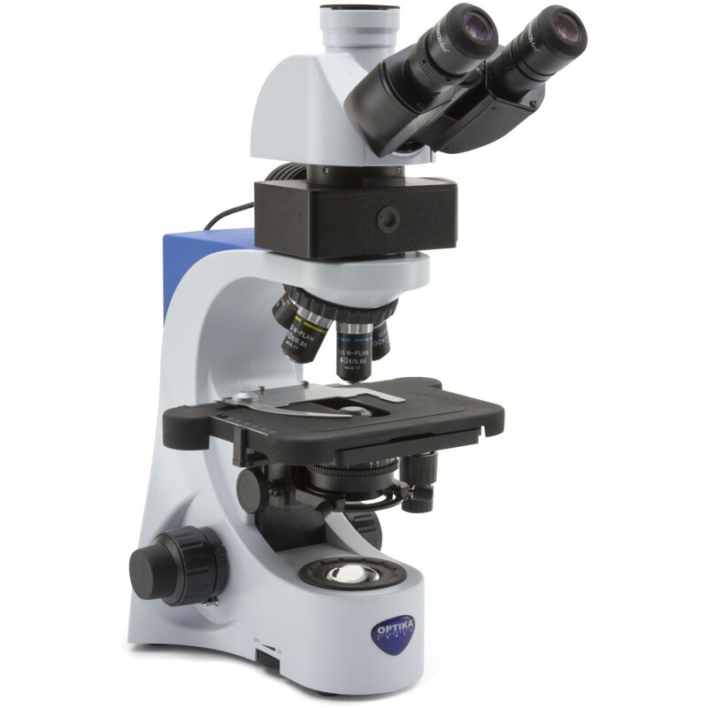 Optika Microscópio Mikroskop B-383LD, trino, FL-LED, blue filter, N-PLAN, IOS, 40x-1000x