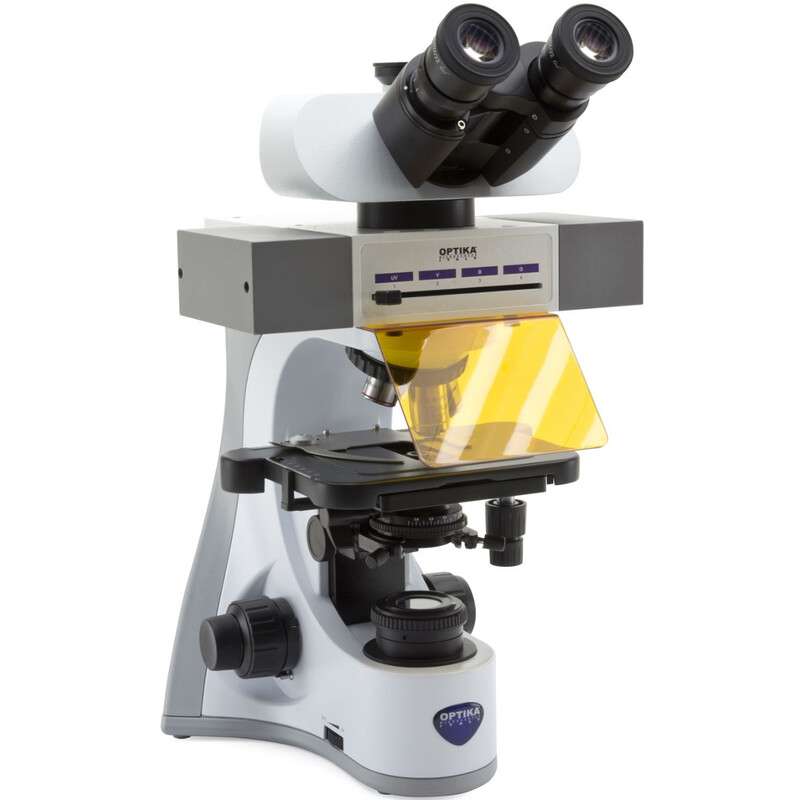 Optika Microscópio B-510LD4-SA, LED fluorescente, trino, 1000x, Semi-Apo Plan IOS, 4 ranhuras vazias para conjuntos de filtros
