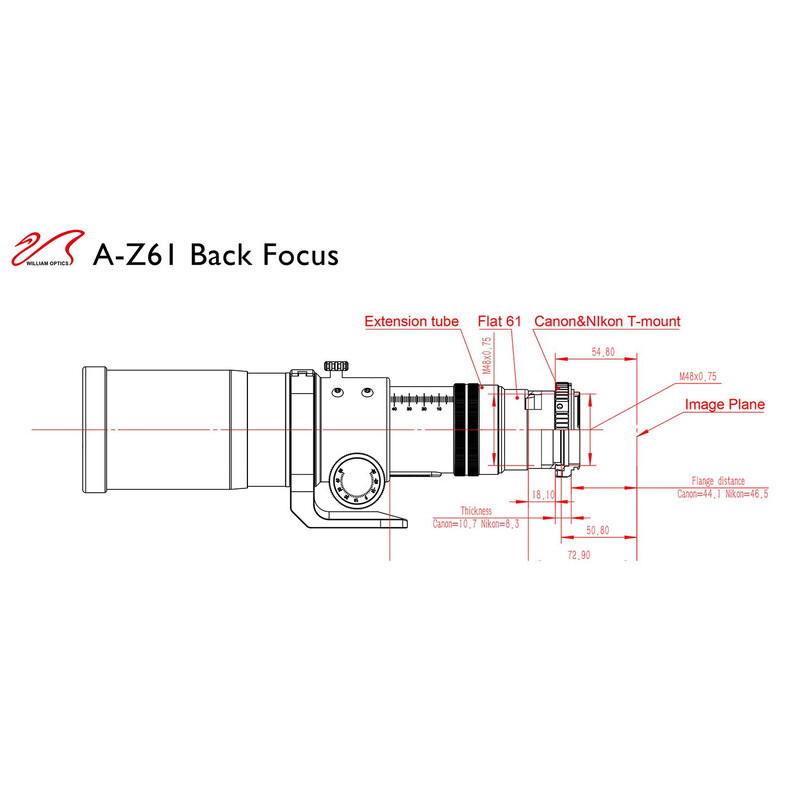 William Optics Refrator apocromático AP 61/360 ZenithStar ZS61 II OTA Guidescope-Set