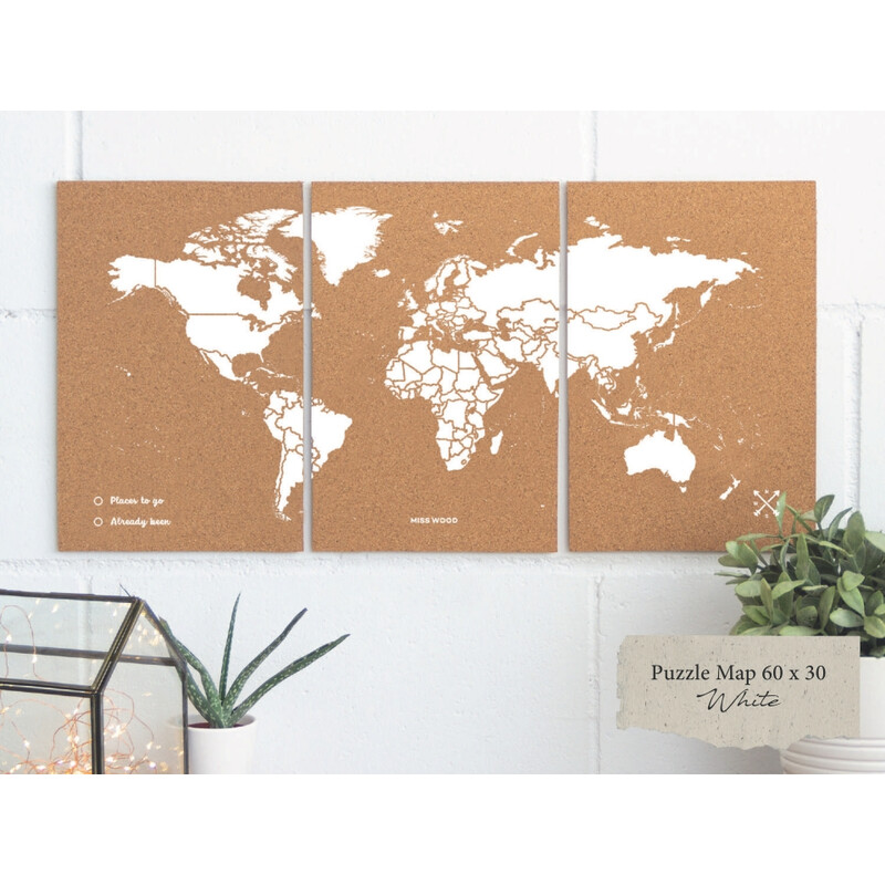 Miss Wood Mapa mundial Puzzle Map M - White