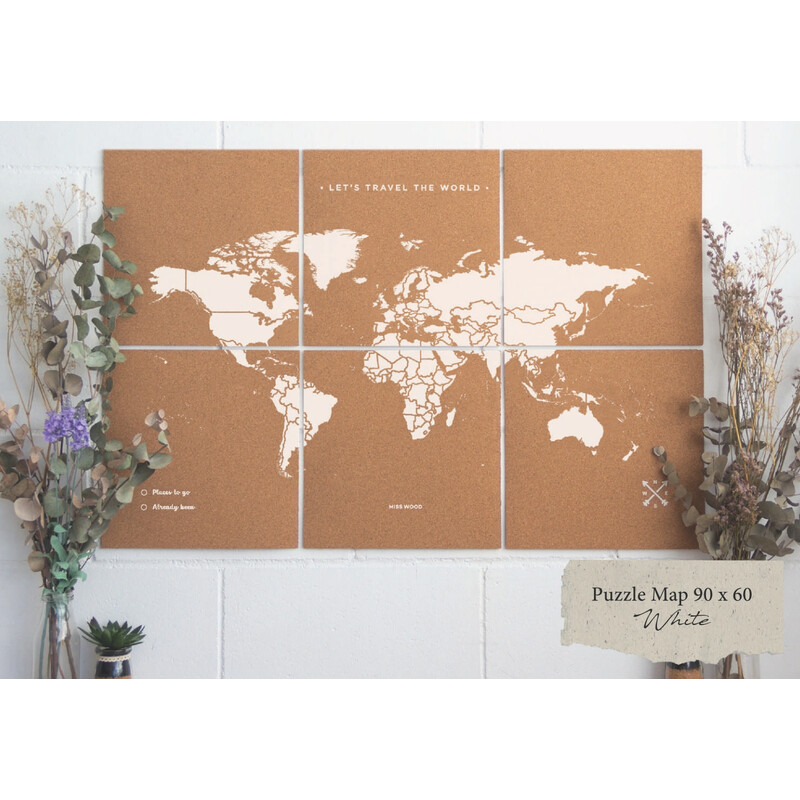 Miss Wood Mapa mundial Puzzle Map XL - White