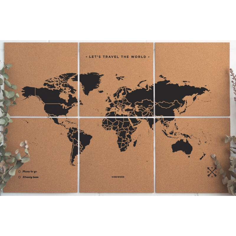 Miss Wood Mapa mundial Puzzle Map XL - Preto