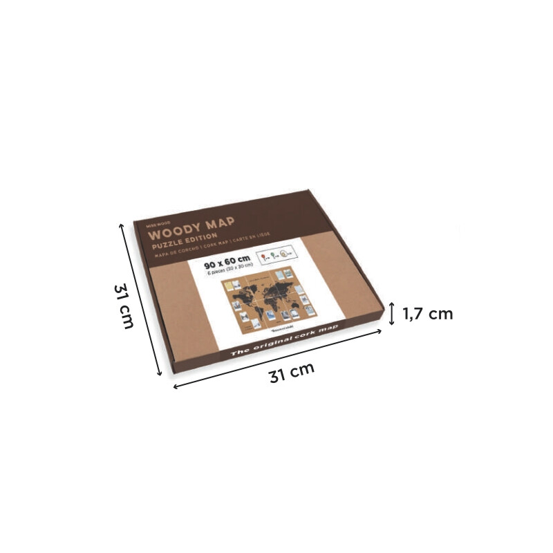 Miss Wood Mapa mundial Puzzle Map XL - Preto