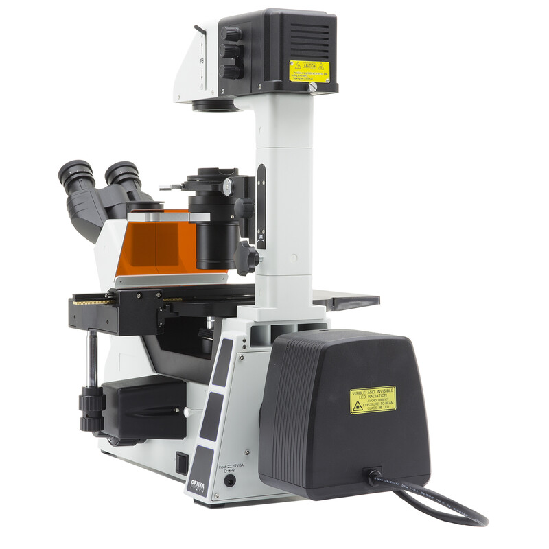 Optika Microscópio IM-5FLD-EU, trino, invertido, FL-LED, sem objectivas, UE
