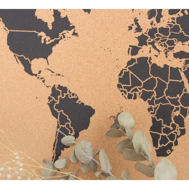 Miss Wood Mapa mundial Woody Map Natural Cork XXXL black