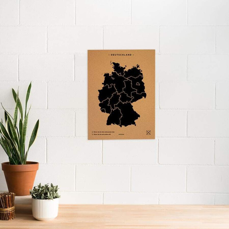 Miss Wood Mapa Woody Map Countries Deutschland Cork L black (60 x 45 cm)