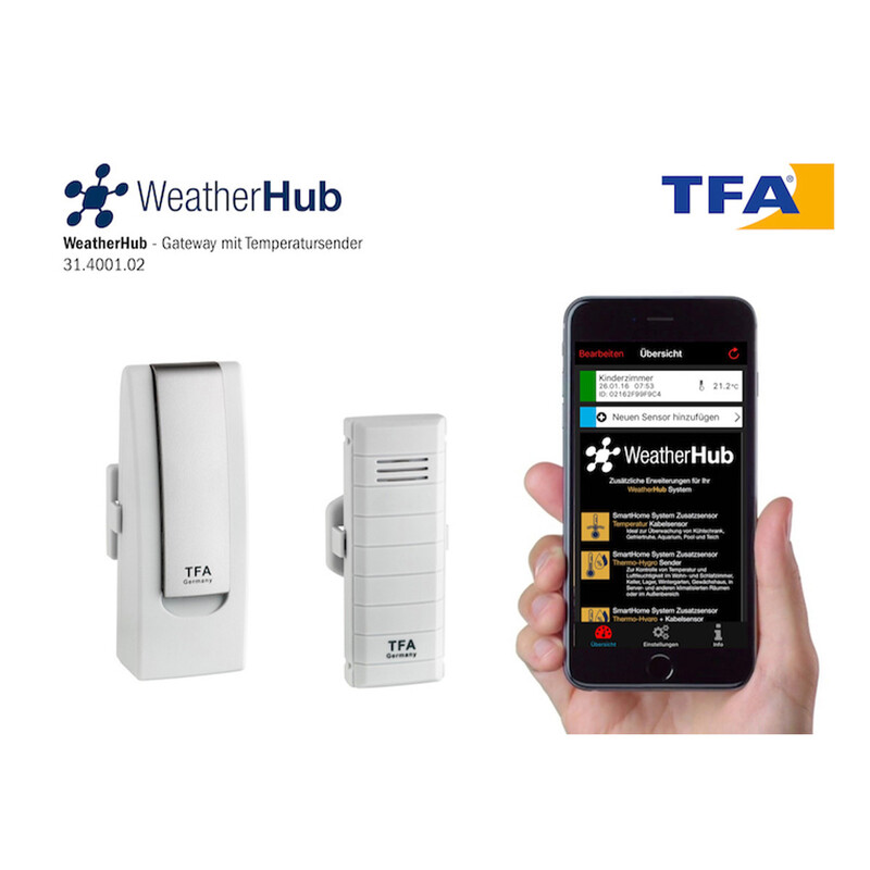 TFA Estação meteorológica Conjunto inicial com transmissor de temperatura WEATHERHUB